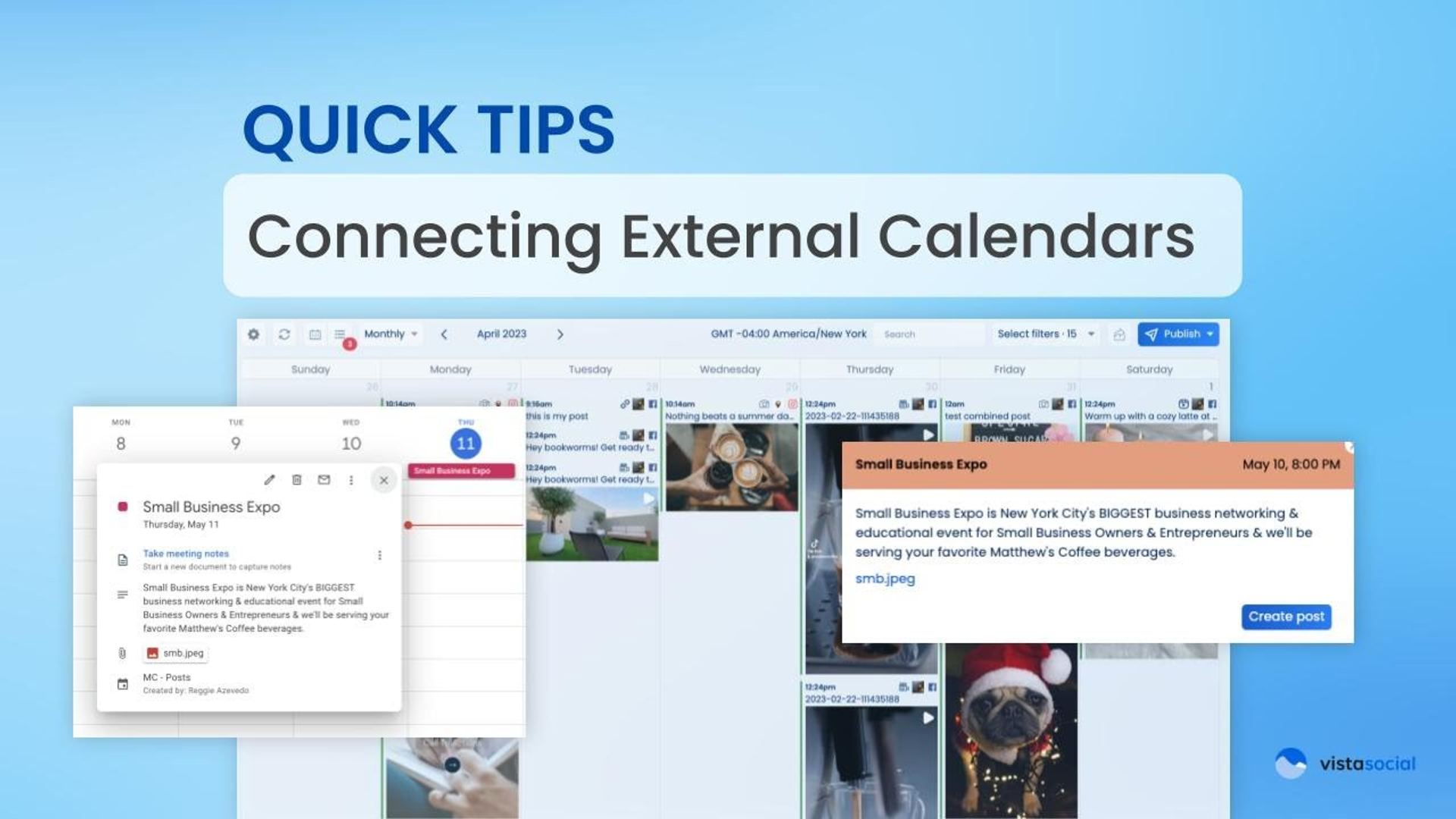 Connecting External Calendars to Vista Social (Google Calendar, iCal, ICS) Connecting External Calendars to Vista Social (Google Calendar, iCal, ICS)